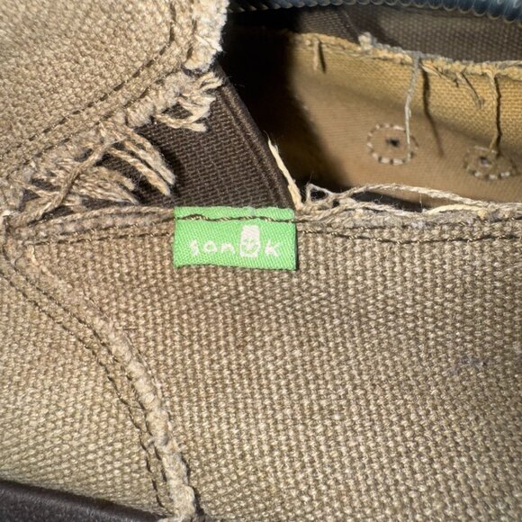 Sanuk Mens 14 Vagabond Sidewalk Surfer Brown Canvas Lightweight Loafer Shoes - Picture 4 of 9